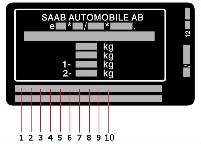 Saab VIN Plate